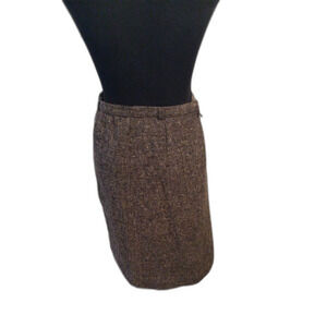 Country Suburban Vintage Pencil Wool Blend Midi Skirt Size 8 Brown Cottage